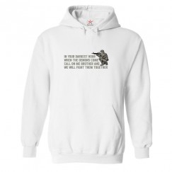 In Your Darkest Hour When The Demons Come Call On Me Brother And We Will Fight Them Together Classic Unisex Kids and Adults Army Pullover Hoodie